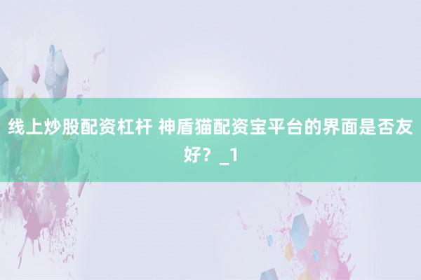 线上炒股配资杠杆 神盾猫配资宝平台的界面是否友好？_1